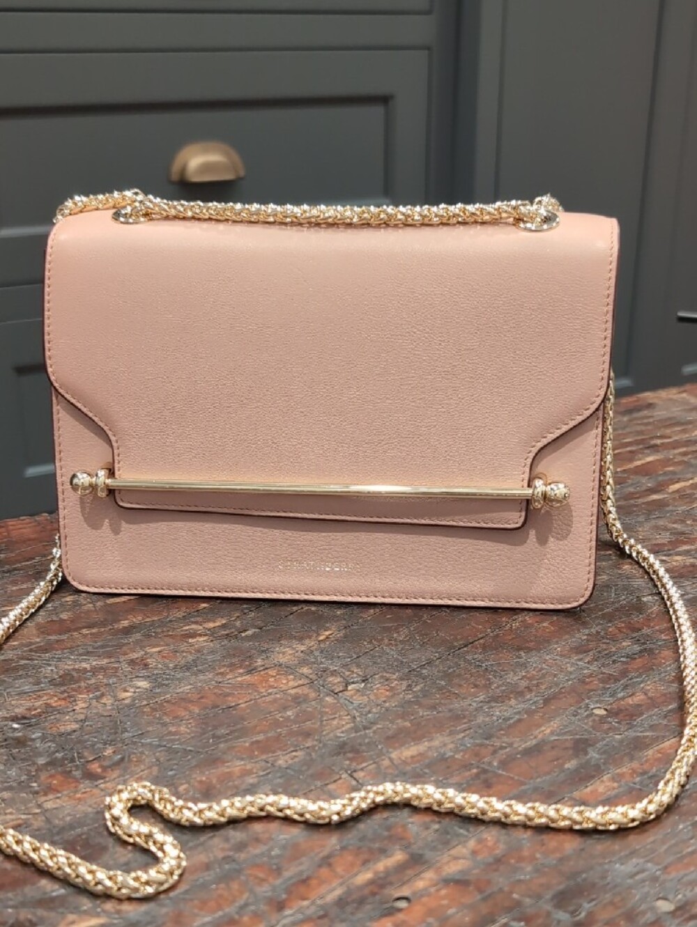 Strathberry Blush Pink Shoulder Bag with Gold Chain - Picture 4 of 7